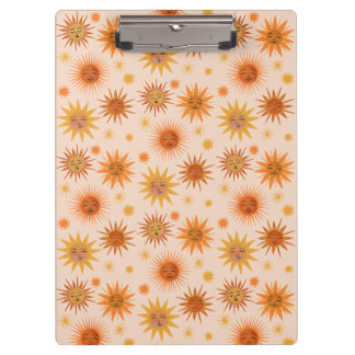 Sun Face Oranje Waterverf Illustratie Klembord