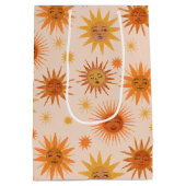 Sun Face Oranje Waterverf Illustratie Medium Cadeauzakje (Achterkant)