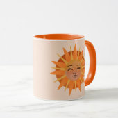 Sun Face Oranje Waterverf Illustratie Mok (Voorkant rechts)