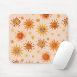 Sun Face Oranje Waterverf Illustratie Muismat