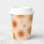Sun Face Oranje Waterverf Illustratie Papieren Bekers (Voorkant)