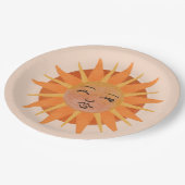 Sun Face Oranje Waterverf Illustratie Papieren Bordje (Gekanteld)