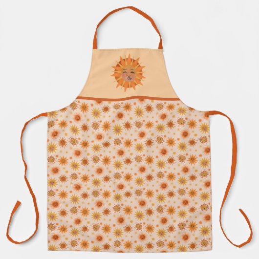 Sun Face Oranje Waterverf Illustratie Schort (Voorkant)