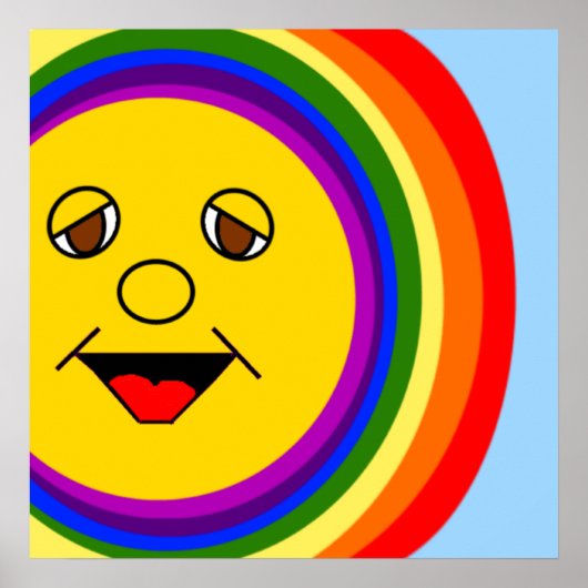 Sun Face Regenboog Poster (Voorkant)
