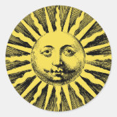  Sun Face Ronde Sticker (Voorkant)
