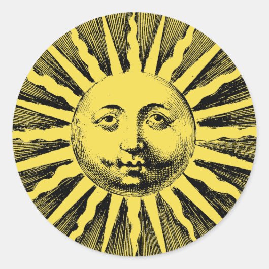  Sun Face Ronde Sticker (Voorkant)