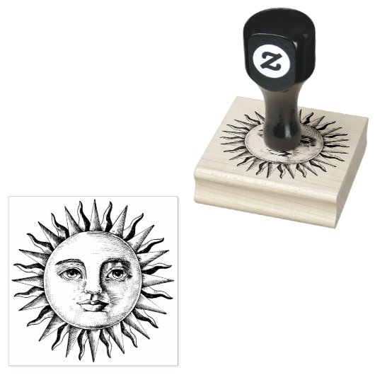 Sun Face tekening Rubberstempel (Gestempeld)