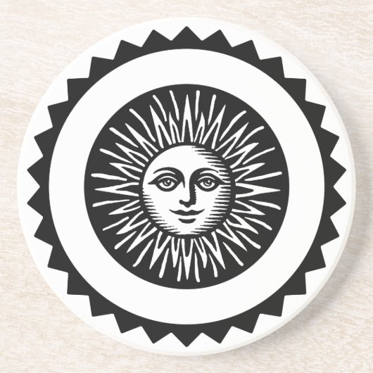 Sun Face Zandsteen Onderzetter (Voorkant)