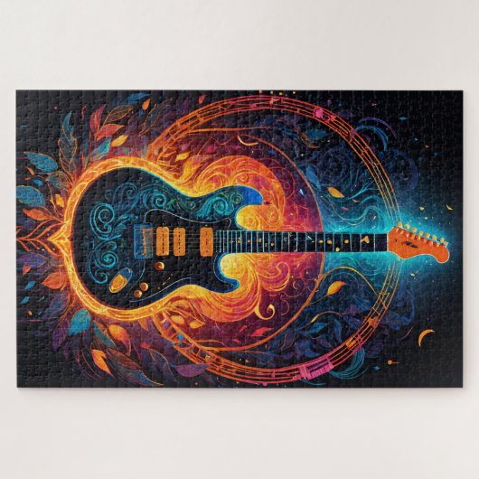 Sun Fire elektrische gitaar Legpuzzel (Horizontaal)