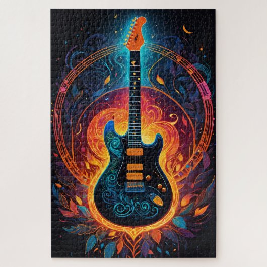 Sun Fire elektrische gitaar Legpuzzel (Verticaal)