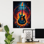 Sun Fire elektrische gitaar Poster (Thuiskantoor)