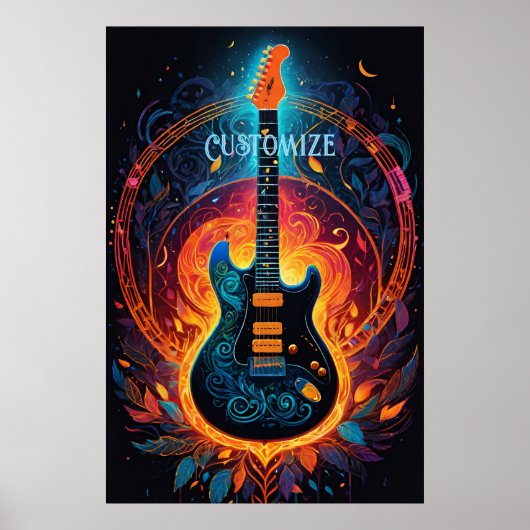 Sun Fire elektrische gitaar Poster (Voorkant)