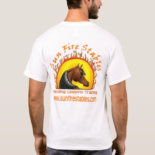Sun Fire Stables Logo op Terug T-shirt (Achterkant)