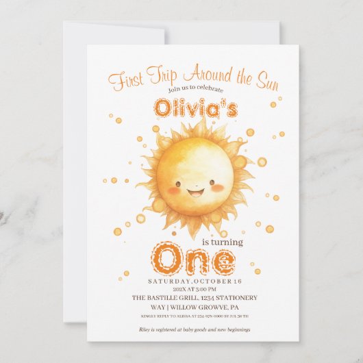 Sun First Birthday Party Rustiek Kinder Kaart (Voorkant)