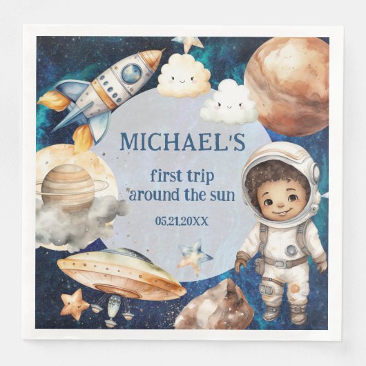 Sun First Trip Around the Sun Foto 1e Verjaardag Servet (Voorkant)