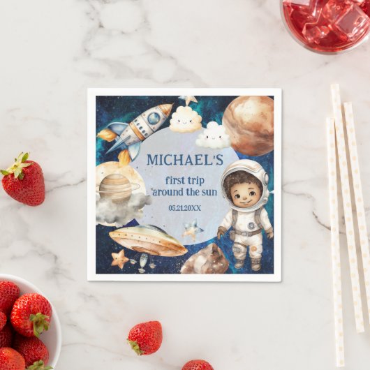 Sun First Trip Around the Sun Foto 1e Verjaardag Servet (Insitu)