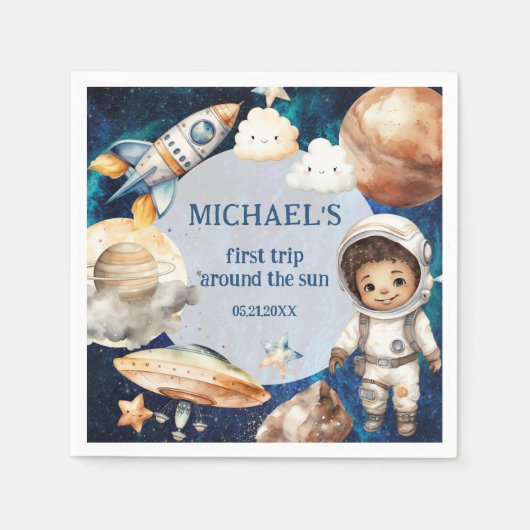 Sun First Trip Around the Sun Foto 1e Verjaardag Servet (Voorkant)