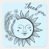 Sun Floral Boho DANK U Elegant Chique Pastel Vierkante Sticker (Voorkant)