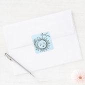 Sun Floral Boho DANK U Elegant Chique Pastel Vierkante Sticker (Envelop)