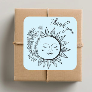 Sun Floral Boho DANK U Elegant Chique Pastel Vierkante Sticker