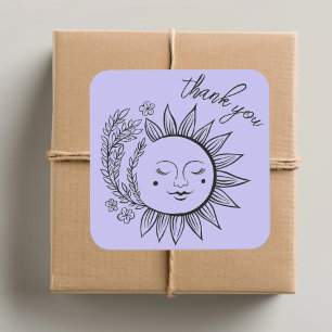 Sun Floral Boho DANK U Elegant Chique Pastel Vierkante Sticker
