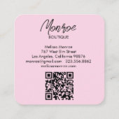 Sun Floral Boho DANK U Elegante QR Code Roze Vierkante Visitekaartje (Achterkant)