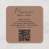 Sun Floral Boho Line Art Elegant QR Code Mocha Vierkante Visitekaartje (Achterkant)