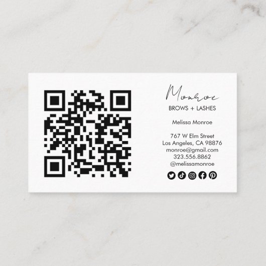 Sun Floral Boho Line Art Elegante QR sociale icone Visitekaartje (Achterkant)