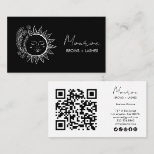 Sun Floral Boho Line Art Elegante QR sociale icone Visitekaartje
