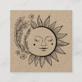 Sun Floral Boho Line Art Kraft CUSTOM HANG LABEL (Voorkant)