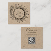 Sun Floral Boho Line Art QR Code CUSTOM HANG LABEL (Voorkant / Achterkant)