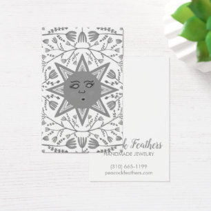 Sun & Floral Earring Ketting Jewelry Display Card Visitekaartje