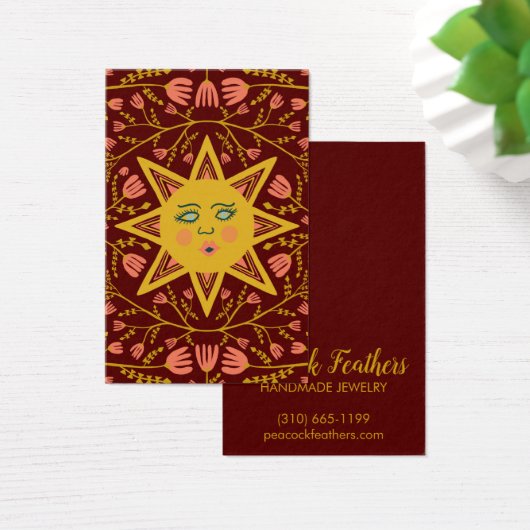 Sun & Floral Earring Ketting Jewelry Display Card Visitekaartje (Bureau)