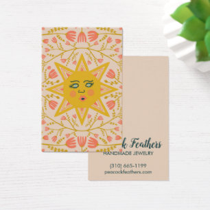 Sun & Floral Earring Ketting Jewelry Display Card Visitekaartje