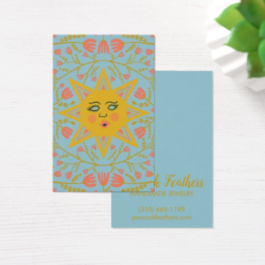 Sun & Floral Earring Ketting Jewelry Display Card Visitekaartje (Bureau)