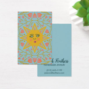 Sun & Floral Earring Ketting Jewelry Display Card Visitekaartje