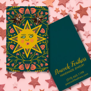Sun & Floral Earring Ketting Jewelry Display Card Visitekaartje