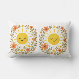 Sun & Floral Frame Decorative Pillow Kussen