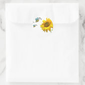 sun flower and bees ronde sticker (Tas)
