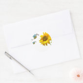 sun flower and bees ronde sticker (Envelop)