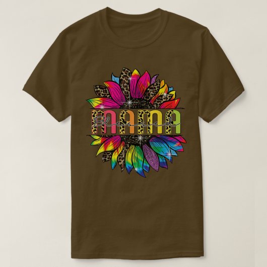 Sun Flower Blessed Mama Leopard T-shirt Moederdag (Design voorkant)
