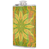 Sun Flower bohemian floral art yellow green sinaas Heupfles (Links)