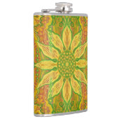 Sun Flower bohemian floral art yellow green sinaas Heupfles (Rechts)