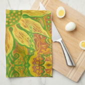 Sun Flower bohemian floral art yellow green sinaas Theedoek (Quarter Fold)