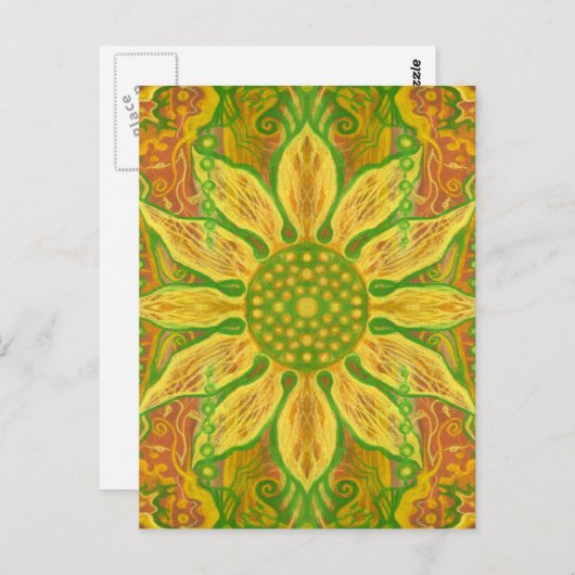 Sun Flower Bohemian Floral Helianthus Sunflower Briefkaart (Voorkant / Achterkant)