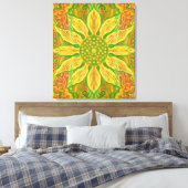 Sun Flower Bohemian Floral Helianthus Sunflower Canvas Afdruk (Insitu (Slaapkamer))