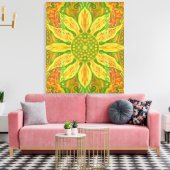 Sun Flower Bohemian Floral Helianthus Sunflower Canvas Afdruk (Insitu (Woonkamer))