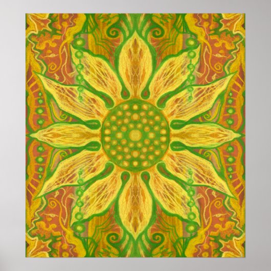 Sun Flower Bohemian Floral Helianthus Sunflower Poster (Voorkant)