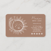 Sun Flower Boho Line Art Elegant Mocha Sociaal Ico Visitekaartje (Achterkant)