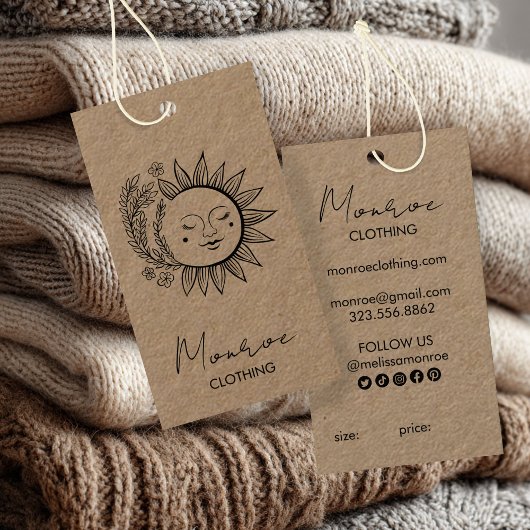 Sun Flower Boho Line Art KRAFT Social HANG LABELS